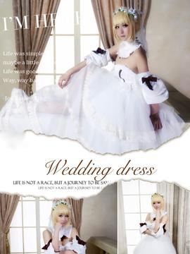 "Fate Stay Night" Sabre Lily Fan Wedding Cosplay