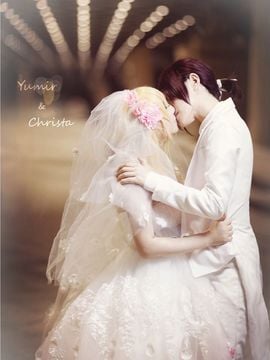 "Attack on Titan" gaun pengantin mewah Hrista c o s p l a y