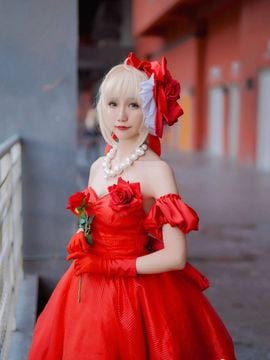 "FateExtra" Nero April Mop Day Red Dress C O S P L A Y