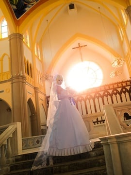 Gaun pengantin peringatan 10 tahun pedang cos cos cos